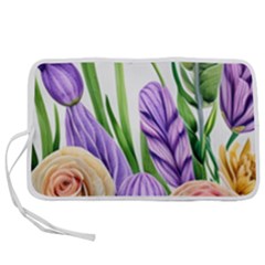 Classy Watercolor Flowers Pen Storage Case (m) by GardenOfOphir