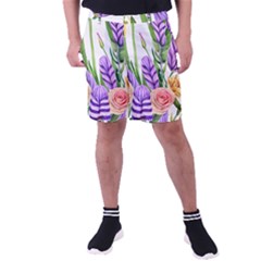 Classy Watercolor Flowers Men s Pocket Shorts by GardenOfOphir