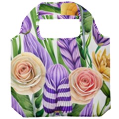 Classy Watercolor Flowers Foldable Grocery Recycle Bag by GardenOfOphir