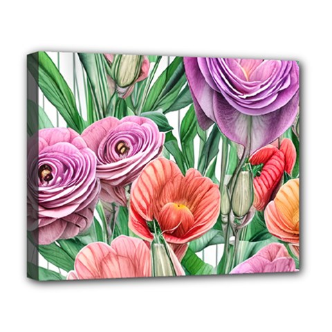 Captivating Watercolor Flowers Deluxe Canvas 20  X 16  (stretched) by GardenOfOphir