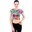 Captivating Watercolor Flowers Crew Neck Crop Top View1