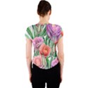 Captivating Watercolor Flowers Crew Neck Crop Top View2