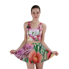 Captivating Watercolor Flowers Mini Skirt by GardenOfOphir