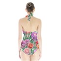 Captivating Watercolor Flowers Halter Swimsuit View2