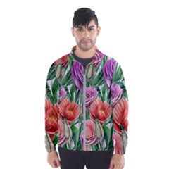 Captivating Watercolor Flowers Men s Windbreaker