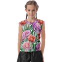 Captivating Watercolor Flowers Kids  Raglan Cap Sleeve Tee View1