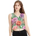 Captivating Watercolor Flowers V-Neck Cropped Tank Top View1