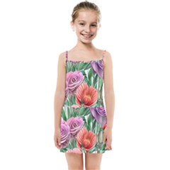 Captivating Watercolor Flowers Kids  Summer Sun Dress by GardenOfOphir