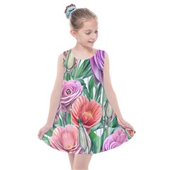 Captivating Watercolor Flowers Kids  Summer Dress by GardenOfOphir