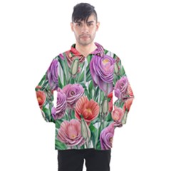 Captivating Watercolor Flowers Men s Half Zip Pullover by GardenOfOphir