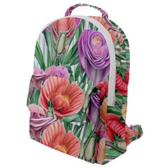 Captivating Watercolor Flowers Flap Pocket Backpack (small) by GardenOfOphir