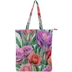 Captivating Watercolor Flowers Double Zip Up Tote Bag by GardenOfOphir