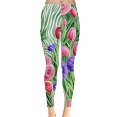 Exquisite Watercolor Flowers Leggings  by GardenOfOphir