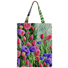 Exquisite Watercolor Flowers Zipper Classic Tote Bag by GardenOfOphir