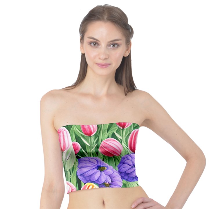 Exquisite watercolor flowers Tube Top