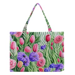 Exquisite Watercolor Flowers Medium Tote Bag by GardenOfOphir