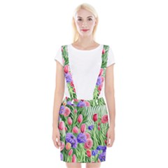 Exquisite Watercolor Flowers Braces Suspender Skirt by GardenOfOphir