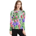 Exquisite watercolor flowers Women s Long Sleeve Rash Guard View1