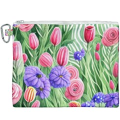 Exquisite Watercolor Flowers Canvas Cosmetic Bag (xxxl) by GardenOfOphir