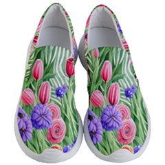 Exquisite Watercolor Flowers Women s Lightweight Slip Ons