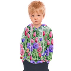 Exquisite Watercolor Flowers Kids  Overhead Hoodie by GardenOfOphir