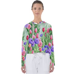 Exquisite Watercolor Flowers Women s Slouchy Sweat by GardenOfOphir