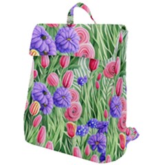 Exquisite Watercolor Flowers Flap Top Backpack by GardenOfOphir