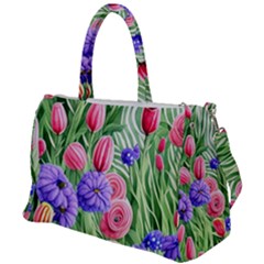 Exquisite Watercolor Flowers Duffel Travel Bag by GardenOfOphir