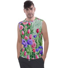 Exquisite Watercolor Flowers Men s Regular Tank Top by GardenOfOphir