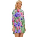 Exquisite watercolor flowers Long Sleeve Babydoll Dress View3