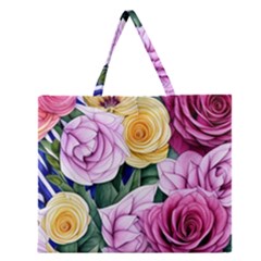 Cherished Watercolor Flowers Zipper Large Tote Bag by GardenOfOphir