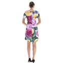 Cherished Watercolor Flowers Short Sleeve V-neck Flare Dress View2