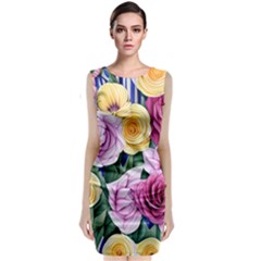 Cherished Watercolor Flowers Classic Sleeveless Midi Dress by GardenOfOphir