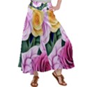 Cherished Watercolor Flowers Satin Palazzo Pants View1