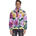 Cherished Watercolor Flowers Men s Puffer Bubble Jacket Coat View1