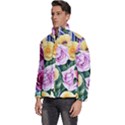 Cherished Watercolor Flowers Men s Puffer Bubble Jacket Coat View2