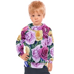 Cherished Watercolor Flowers Kids  Hooded Pullover by GardenOfOphir