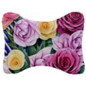 Cherished Watercolor Flowers Velour Seat Head Rest Cushion View1