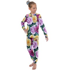 Cherished Watercolor Flowers Kids  Long Sleeve Set  by GardenOfOphir