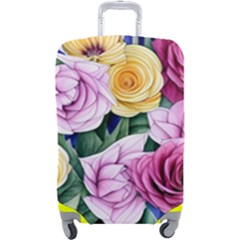 Cherished Watercolor Flowers Luggage Cover (large) by GardenOfOphir