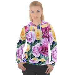 Cherished Watercolor Flowers Women s Overhead Hoodie by GardenOfOphir