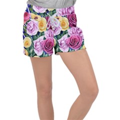 Cherished Watercolor Flowers Velour Lounge Shorts by GardenOfOphir