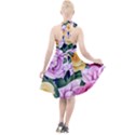 Cherished Watercolor Flowers Halter Party Swing Dress  View2