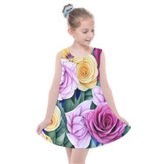 Cherished Watercolor Flowers Kids  Summer Dress by GardenOfOphir