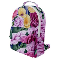 Cherished Watercolor Flowers Flap Pocket Backpack (small) by GardenOfOphir