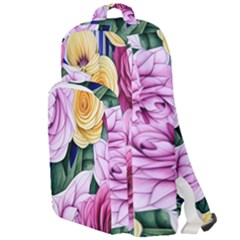 Cherished Watercolor Flowers Double Compartment Backpack