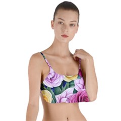 Cherished Watercolor Flowers Layered Top Bikini Top  by GardenOfOphir