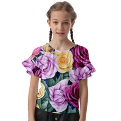 Cherished Watercolor Flowers Kids  Cut Out Flutter Sleeves by GardenOfOphir