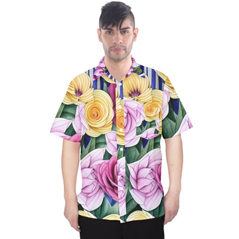 Cherished Watercolor Flowers Men s Hawaii Shirt by GardenOfOphir