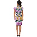 Cherished Watercolor Flowers Vintage Frill Sleeve V-Neck Bodycon Dress View4